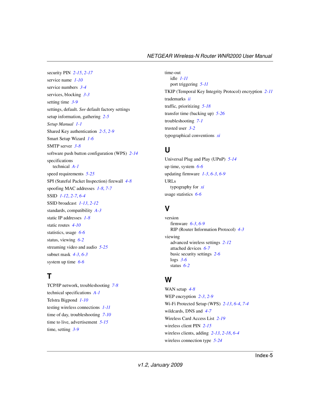 NETGEAR WNR2000 user manual Index-5 