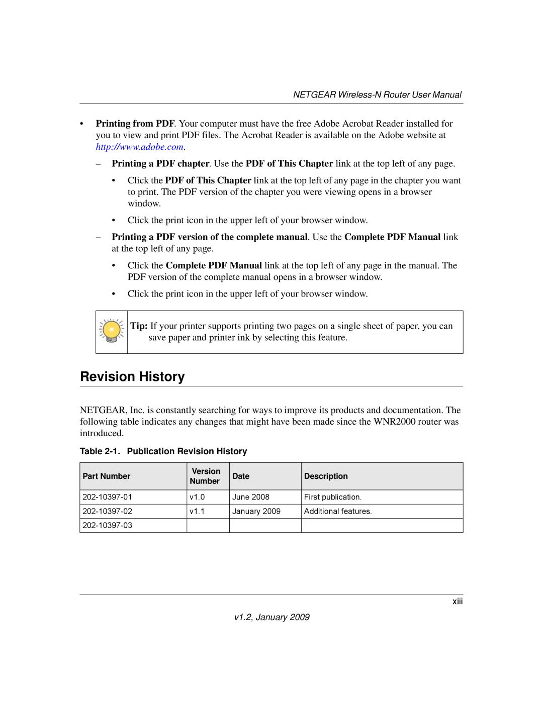 NETGEAR WNR2000 user manual Publication Revision History 