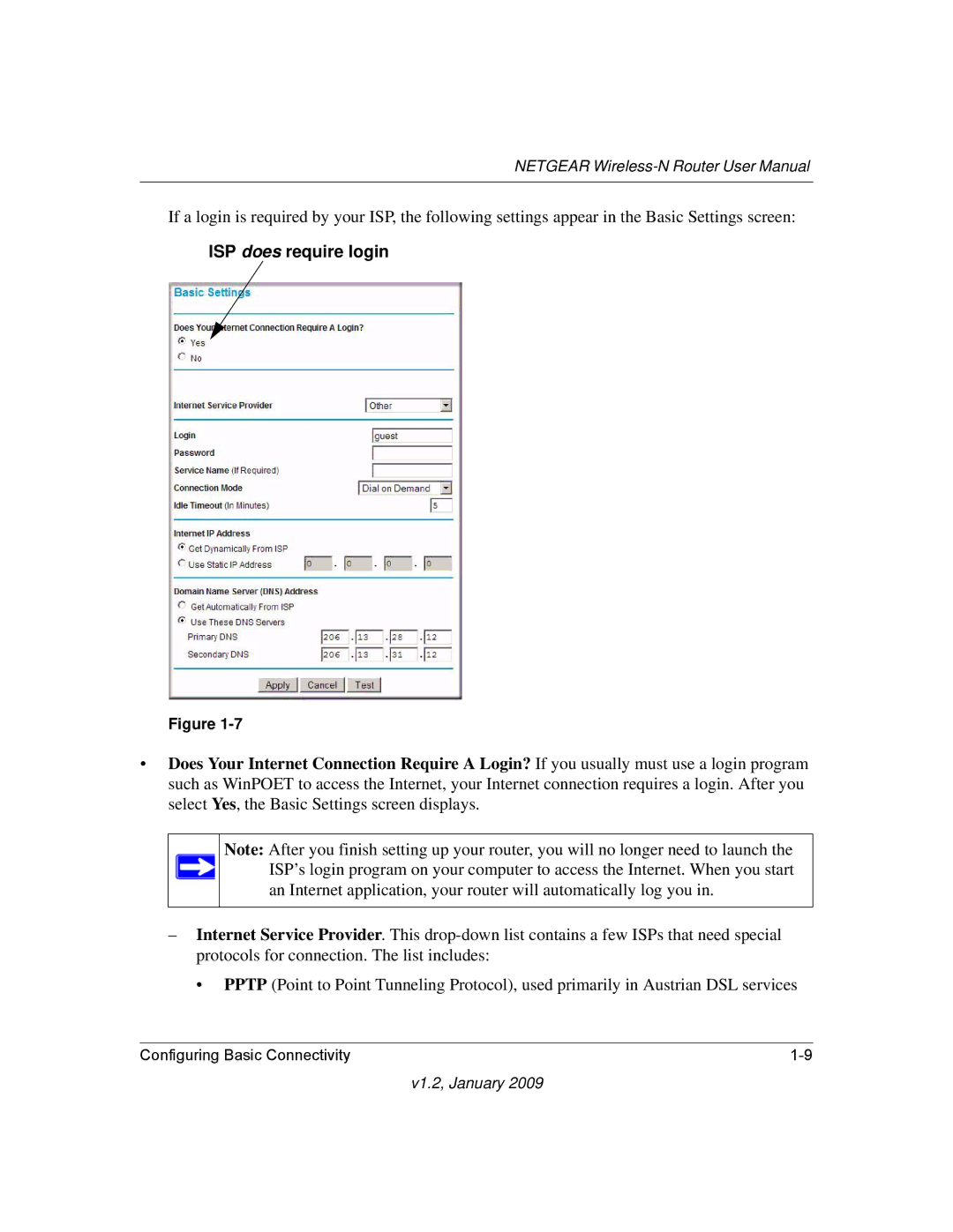 NETGEAR WNR2000 user manual ISP does require login 