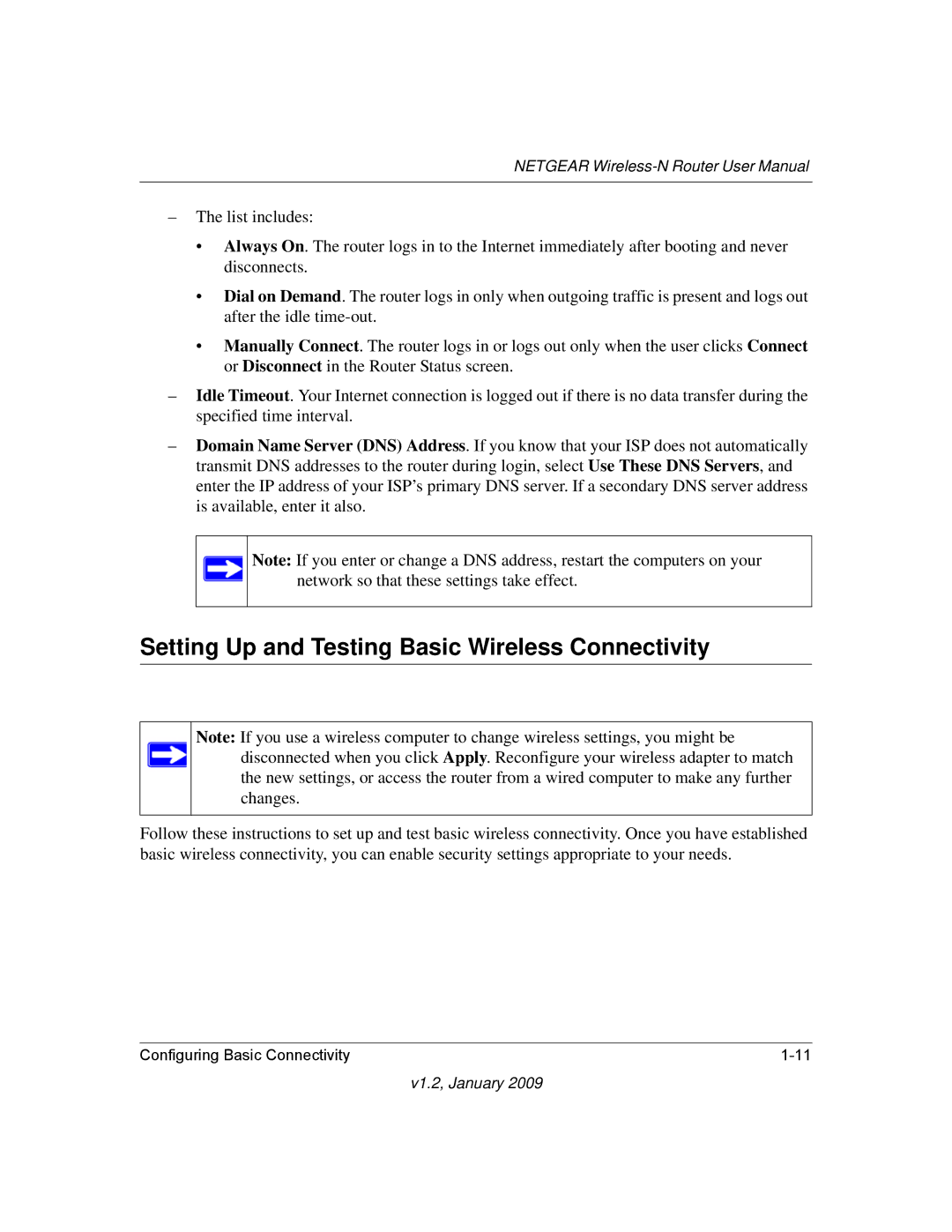 NETGEAR WNR2000 user manual Setting Up and Testing Basic Wireless Connectivity 