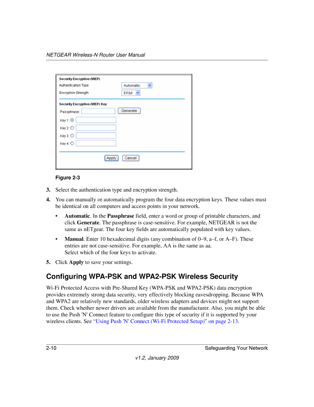 NETGEAR WNR2000 user manual Configuring WPA-PSK and WPA2-PSK Wireless Security 