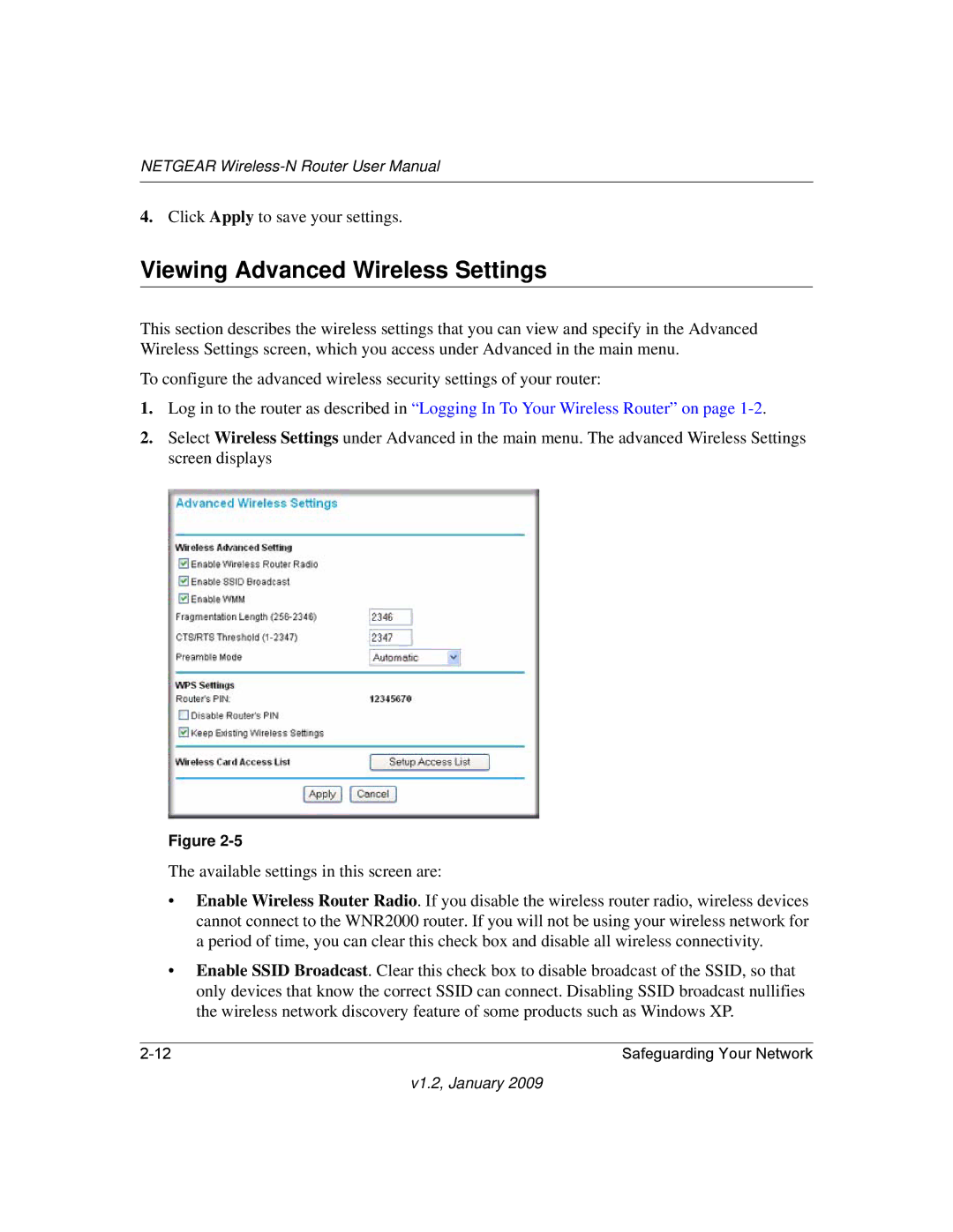 NETGEAR WNR2000 user manual Viewing Advanced Wireless Settings 