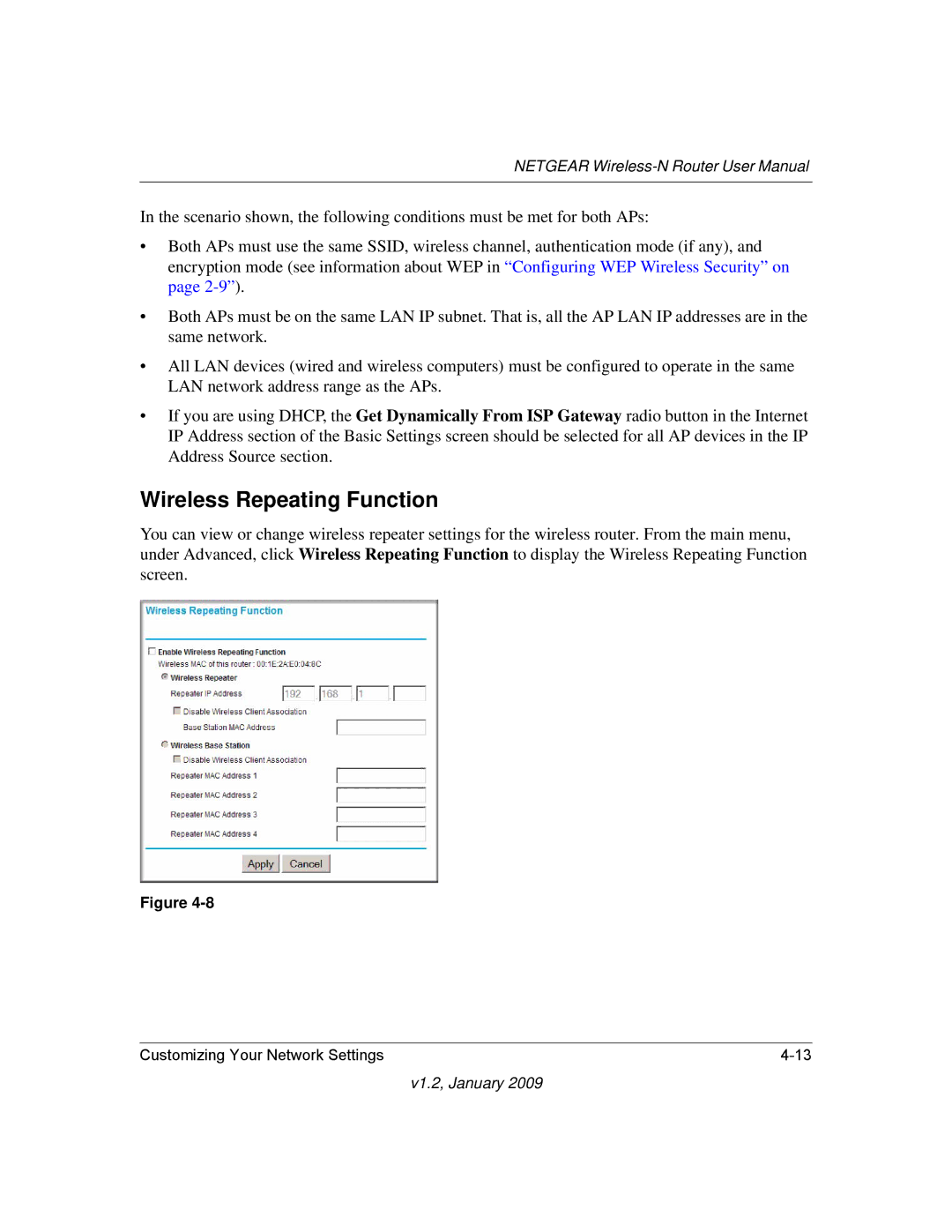 NETGEAR WNR2000 user manual Wireless Repeating Function 