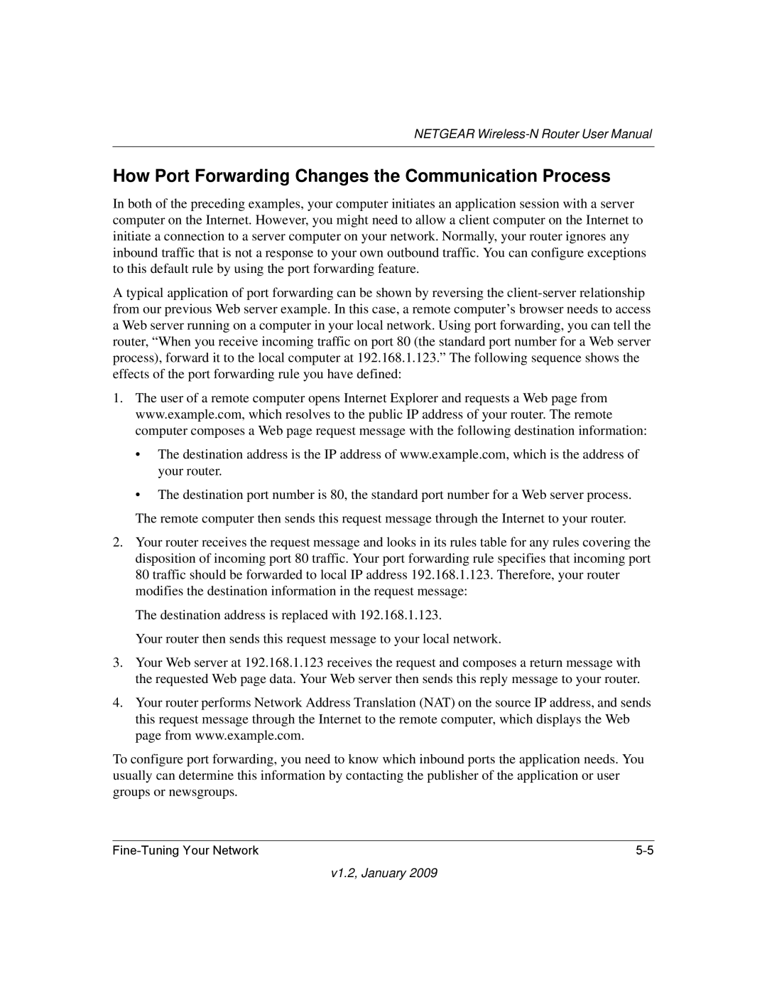 NETGEAR WNR2000 user manual How Port Forwarding Changes the Communication Process 