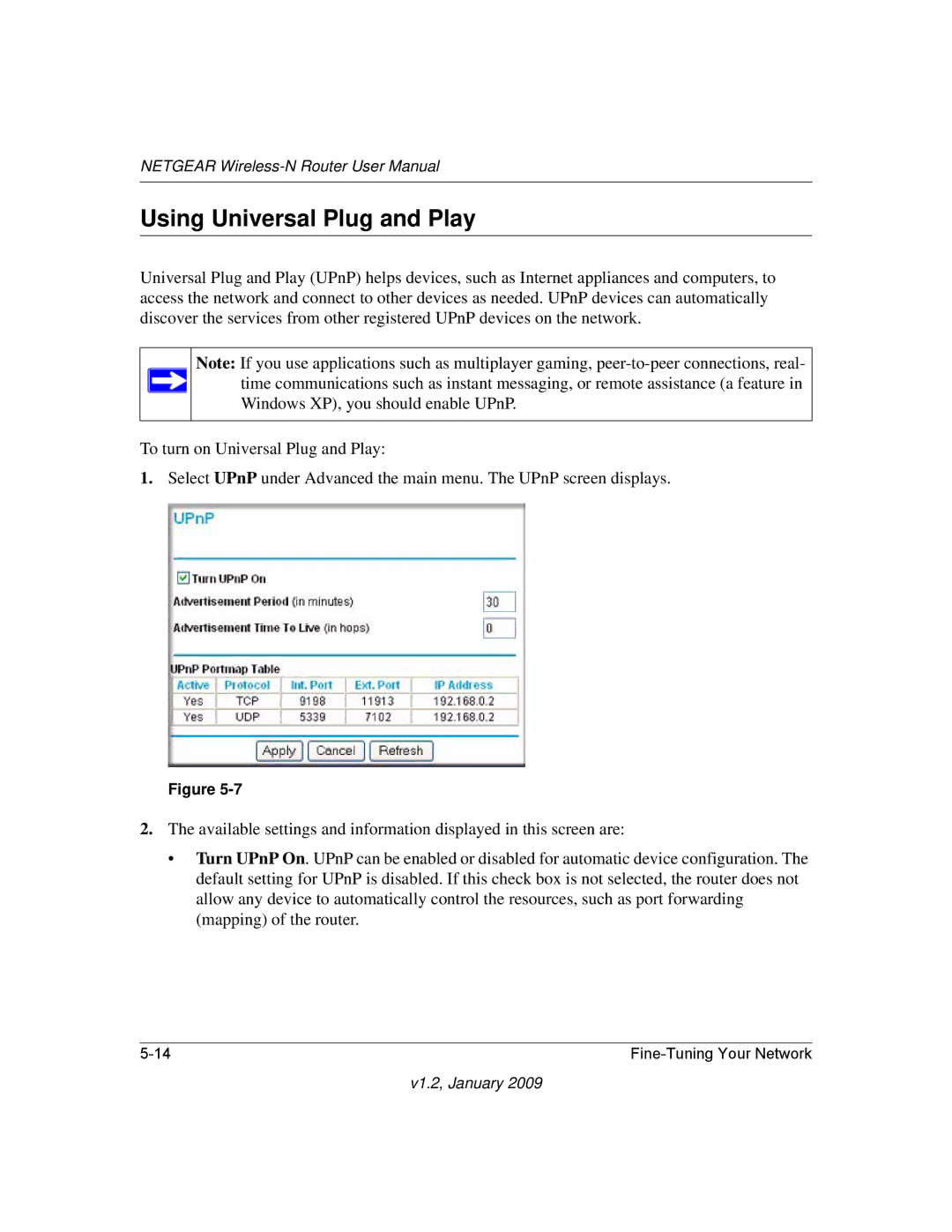 NETGEAR WNR2000 user manual Using Universal Plug and Play 