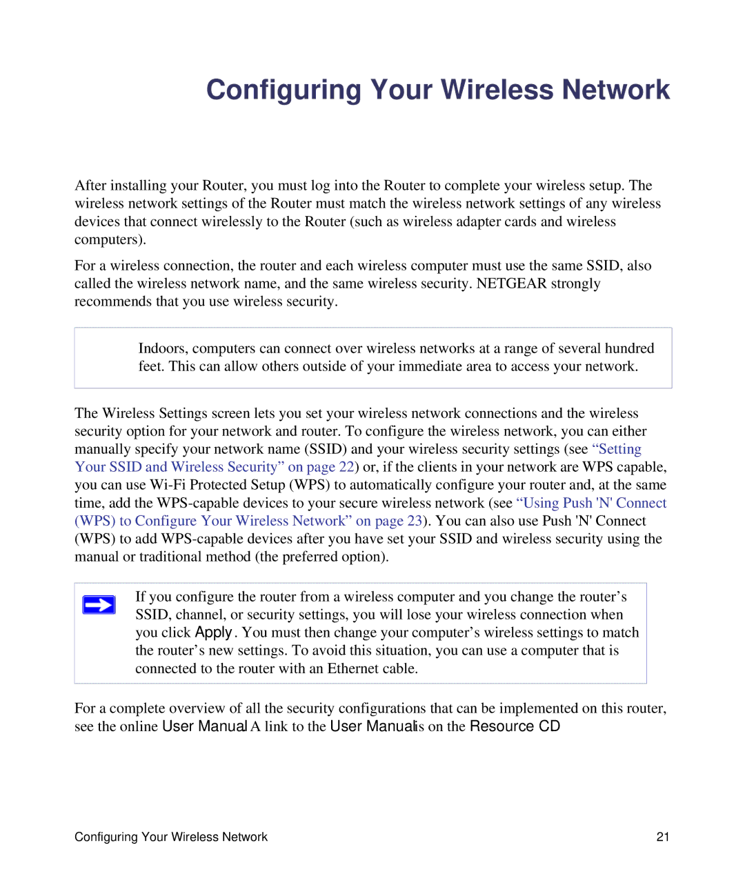 NETGEAR WNR2000V3 manual Configuring Your Wireless Network 