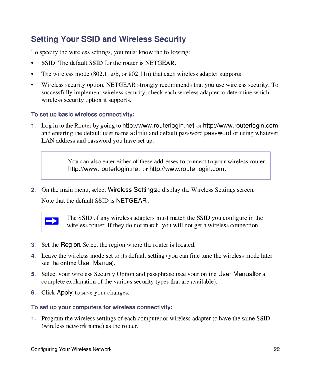 NETGEAR WNR2000V3 manual Setting Your Ssid and Wireless Security 