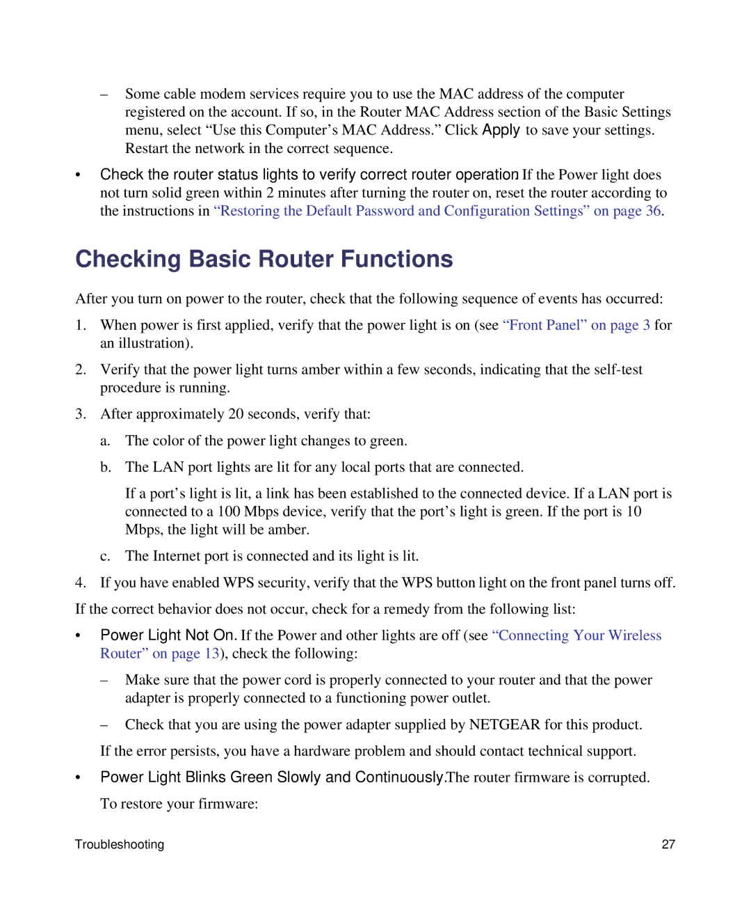 NETGEAR WNR2000V3 manual Checking Basic Router Functions 