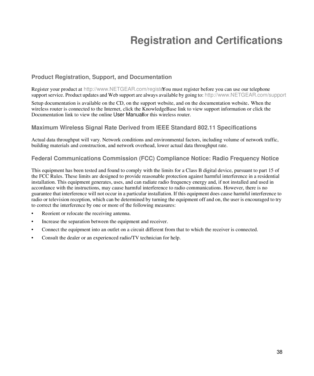 NETGEAR WNR2000V3 manual Registration and Certifications 