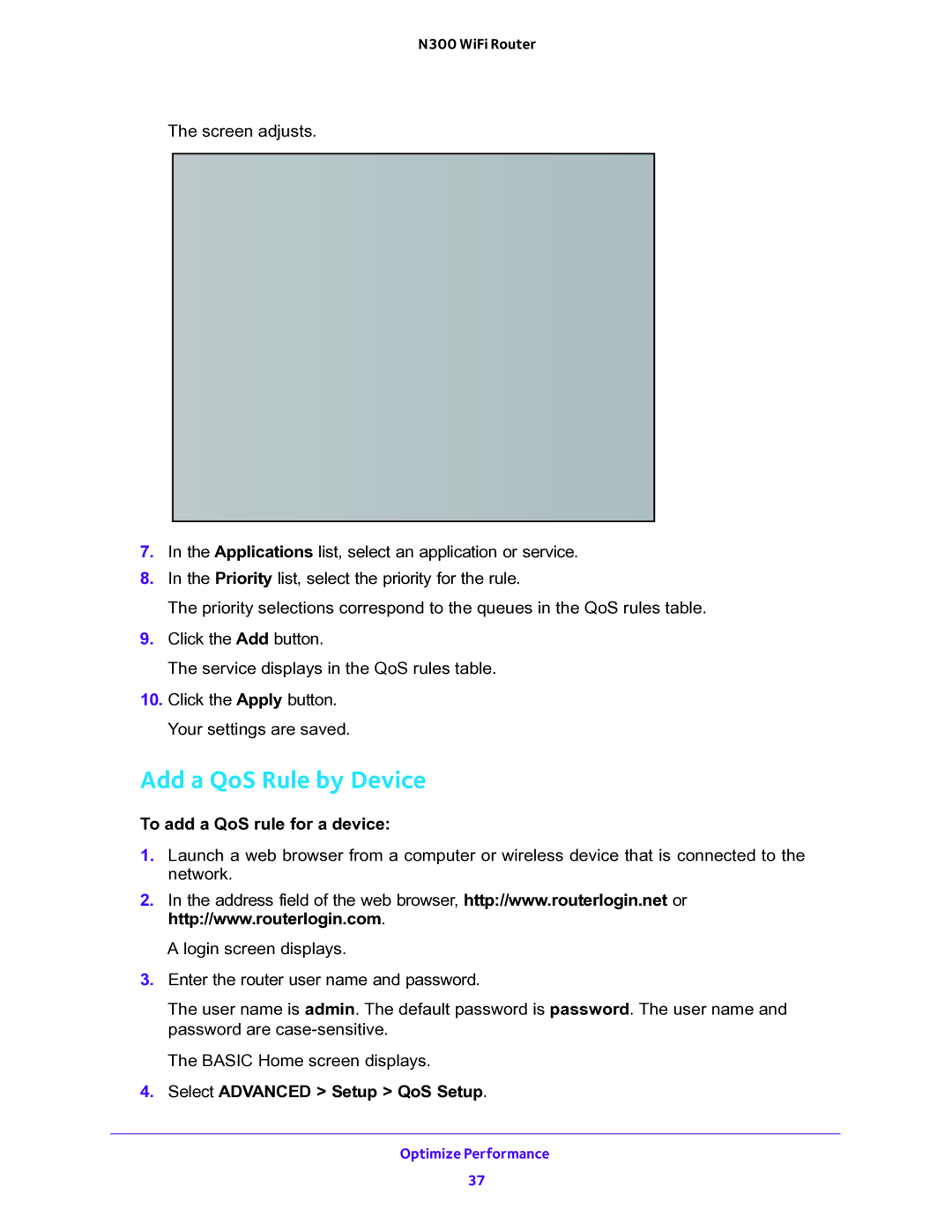 NETGEAR WNR2000v5 user manual Add a QoS Rule by Device,  To add a QoS rule for a device, Select Advanced Setup QoS Setup 