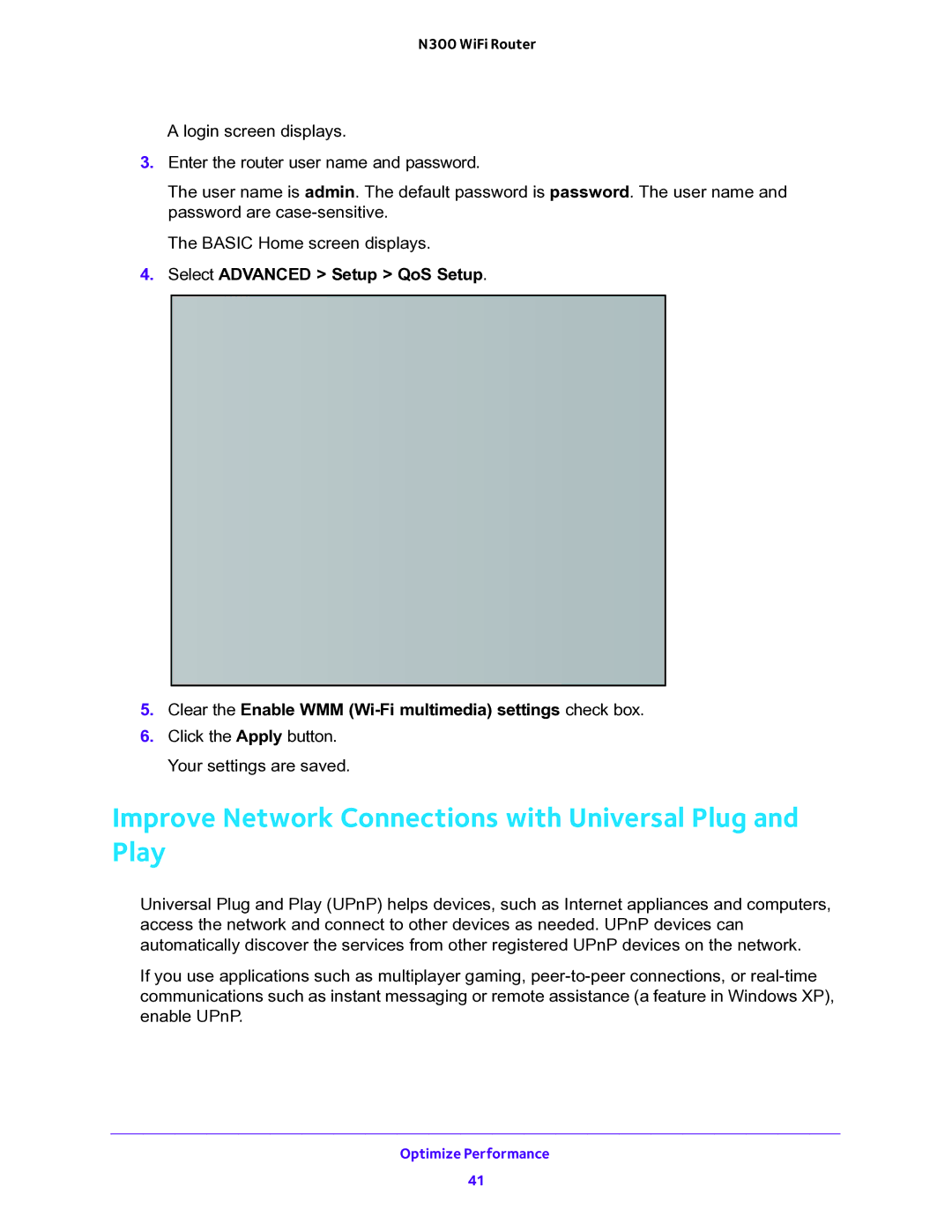 NETGEAR WNR2000v5 user manual Improve Network Connections with Universal Plug and Play 