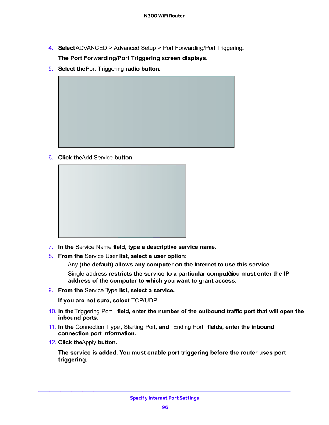 NETGEAR WNR2000v5 user manual Specify Internet Port Settings 