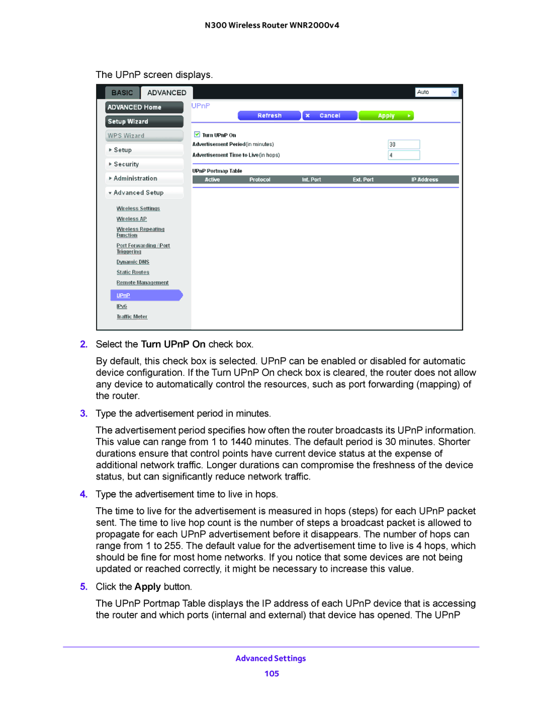 NETGEAR WNR200v4 user manual Advanced Settings 105 