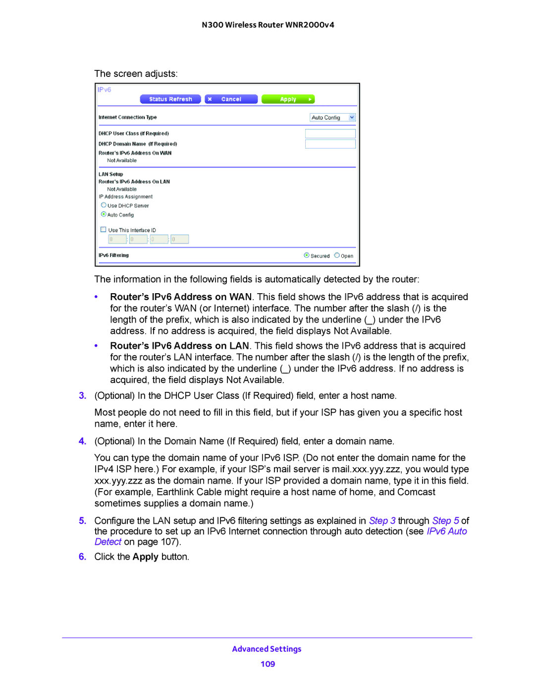 NETGEAR WNR200v4 user manual Advanced Settings 109 