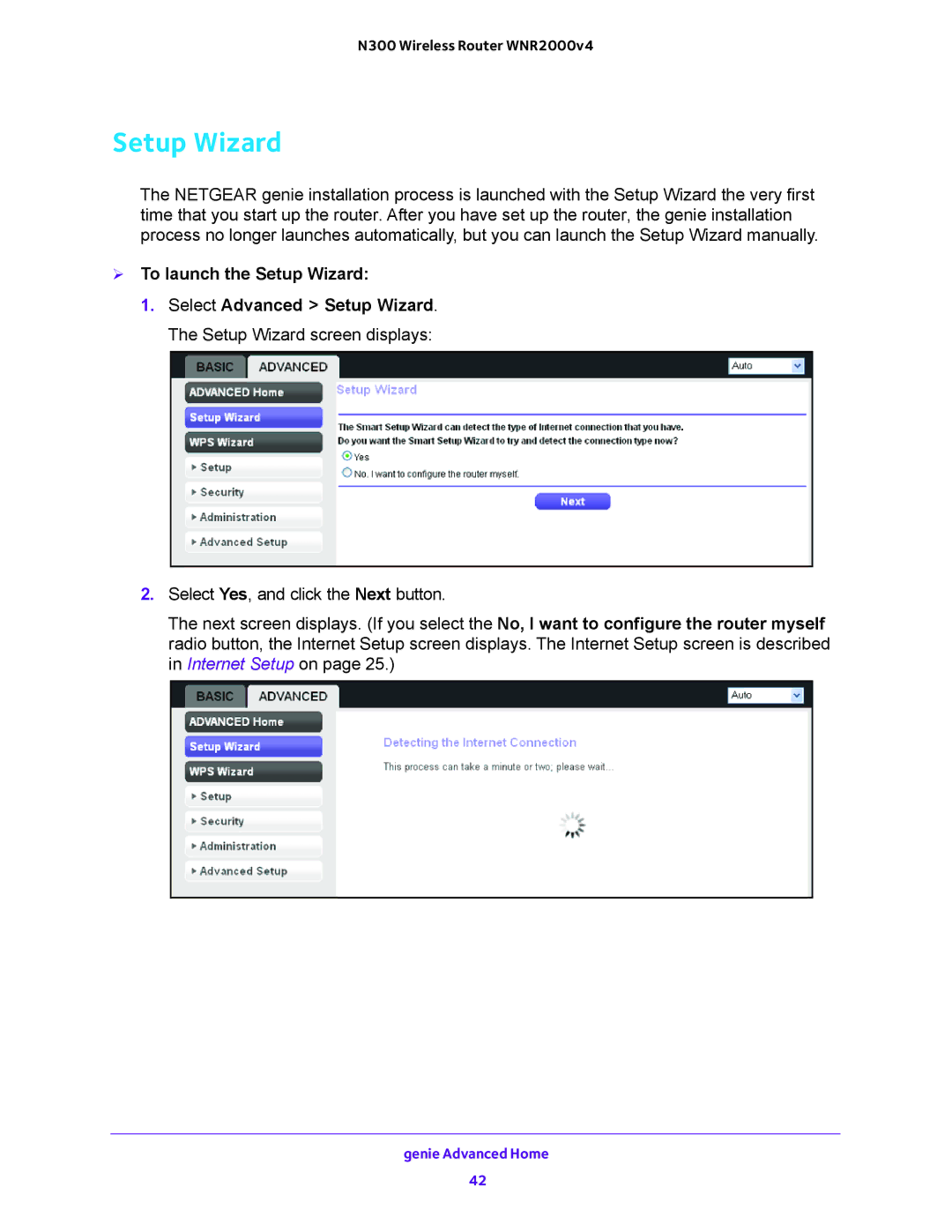 NETGEAR WNR200v4 user manual  To launch the Setup Wizard 