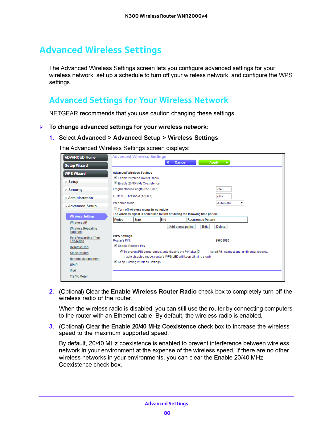 NETGEAR WNR200v4 user manual Advanced Wireless Settings, Advanced Settings for Your Wireless Network 