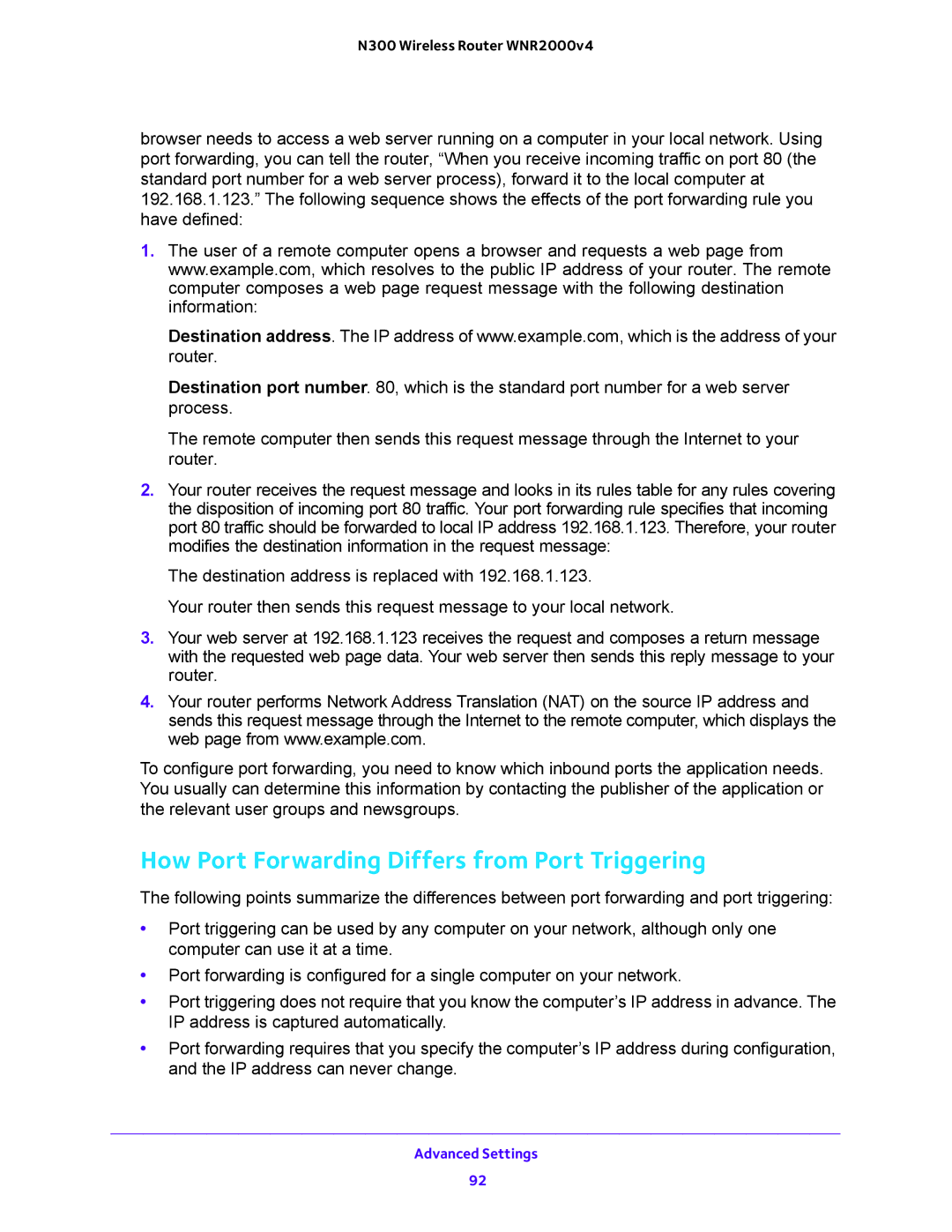 NETGEAR WNR200v4 user manual How Port Forwarding Differs from Port Triggering 