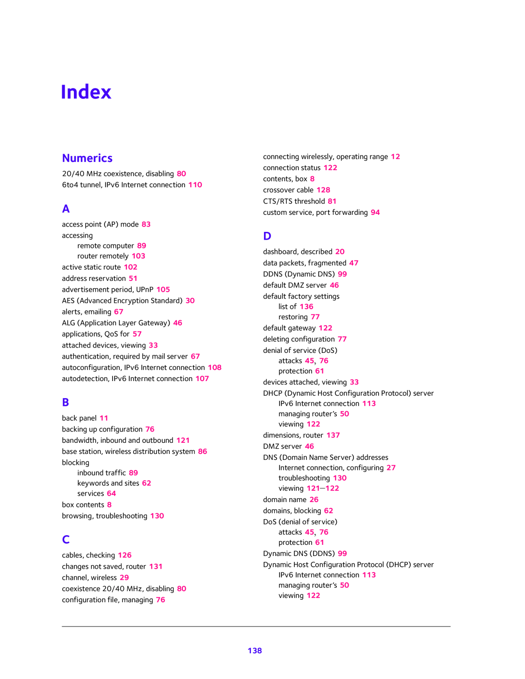 NETGEAR WNR200v4 user manual Index, Numerics 
