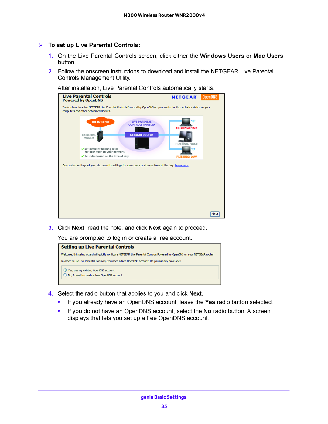 NETGEAR WNR200v4 user manual  To set up Live Parental Controls 
