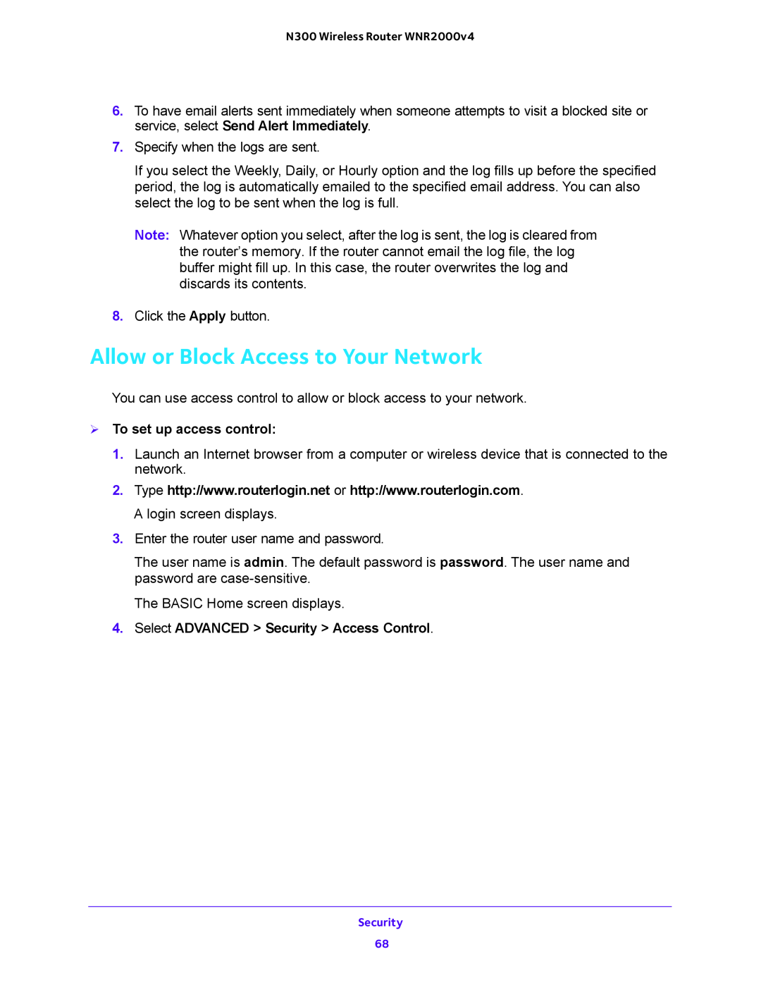 NETGEAR WNR200v4 user manual Allow or Block Access to Your Network,  To set up access control 