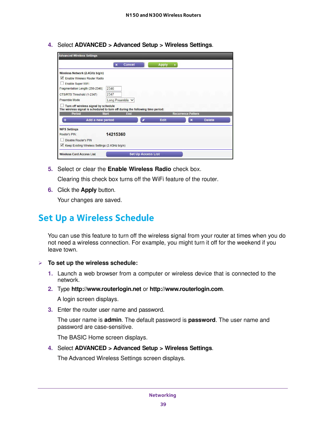 NETGEAR JWNR2010v5, WNR2020, WNR618, WNR614 Set Up a Wireless Schedule, Select Advanced Advanced Setup Wireless Settings 