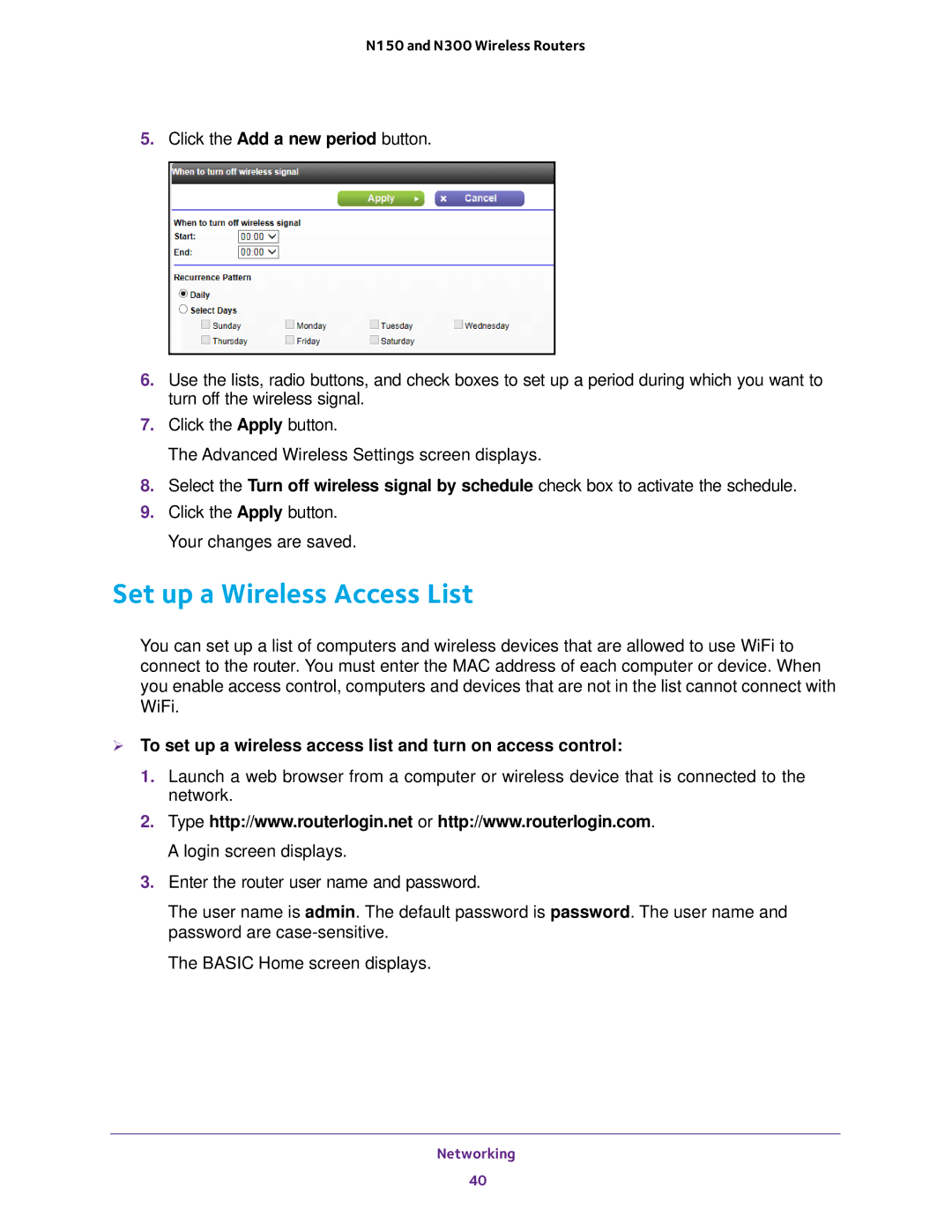 NETGEAR JWNR2000v5, WNR2020, WNR618, WNR614, JWNR2010v5, JNR1010V2 user manual Set up a Wireless Access List 