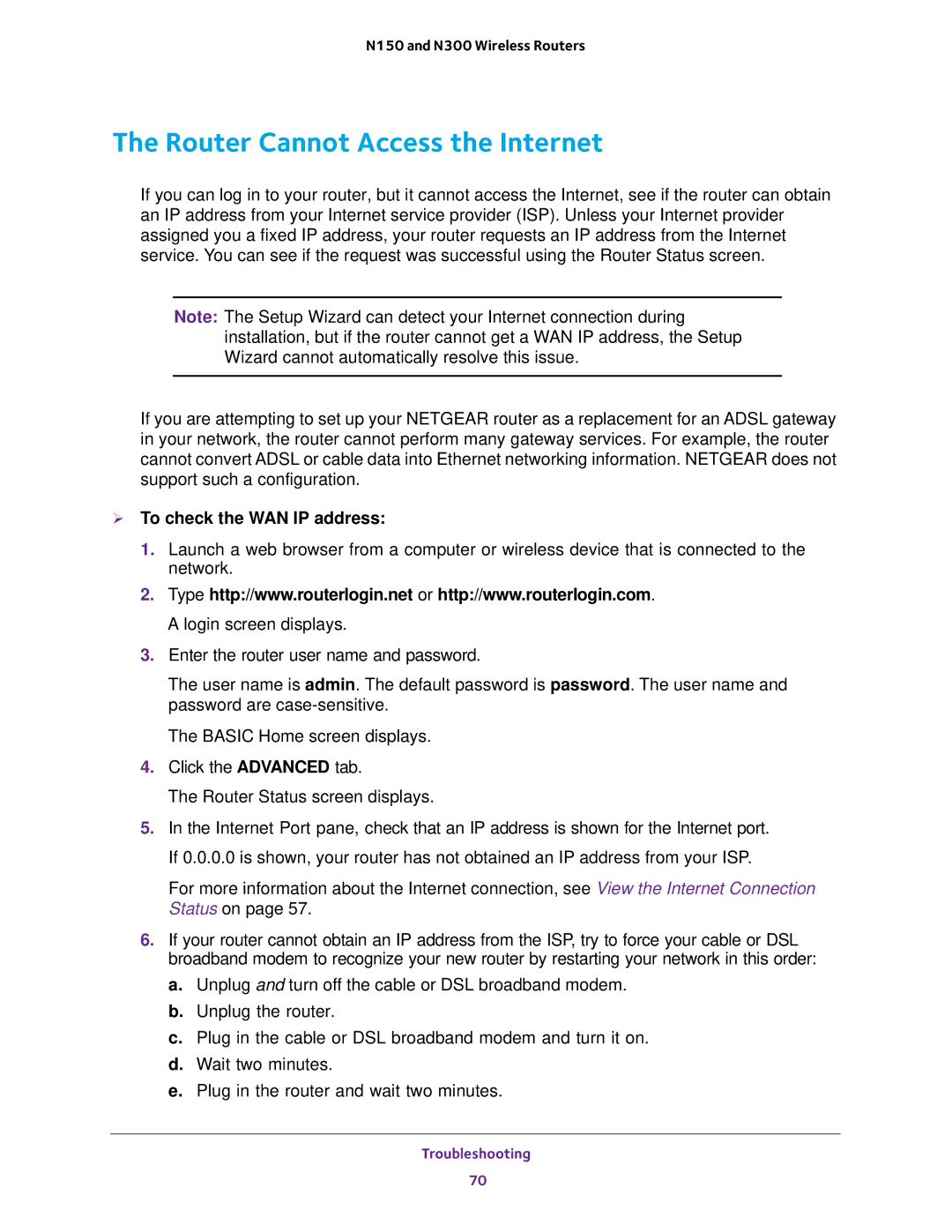 NETGEAR WNR2020, WNR618, WNR614, JWNR2010v5, JWNR2000v5 Router Cannot Access the Internet,  To check the WAN IP address 