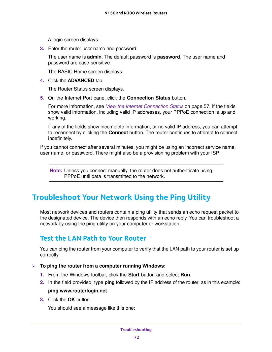 NETGEAR WNR614, WNR2020, WNR618, WNR2010 Troubleshoot Your Network Using the Ping Utility, Test the LAN Path to Your Router 