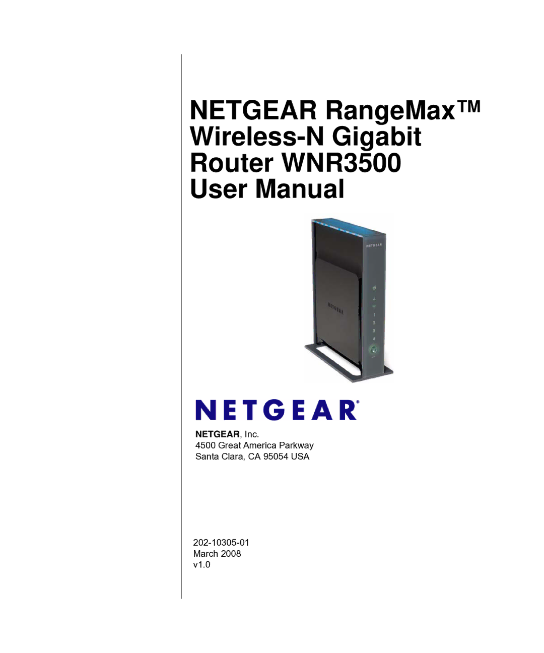 NETGEAR user manual Netgear RangeMax Wireless-N Gigabit Router WNR3500 