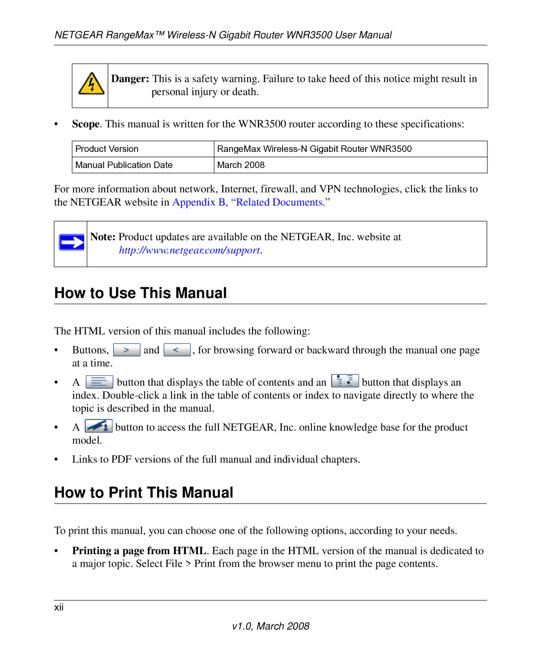 NETGEAR WNR3500 user manual How to Use This Manual, How to Print This Manual 