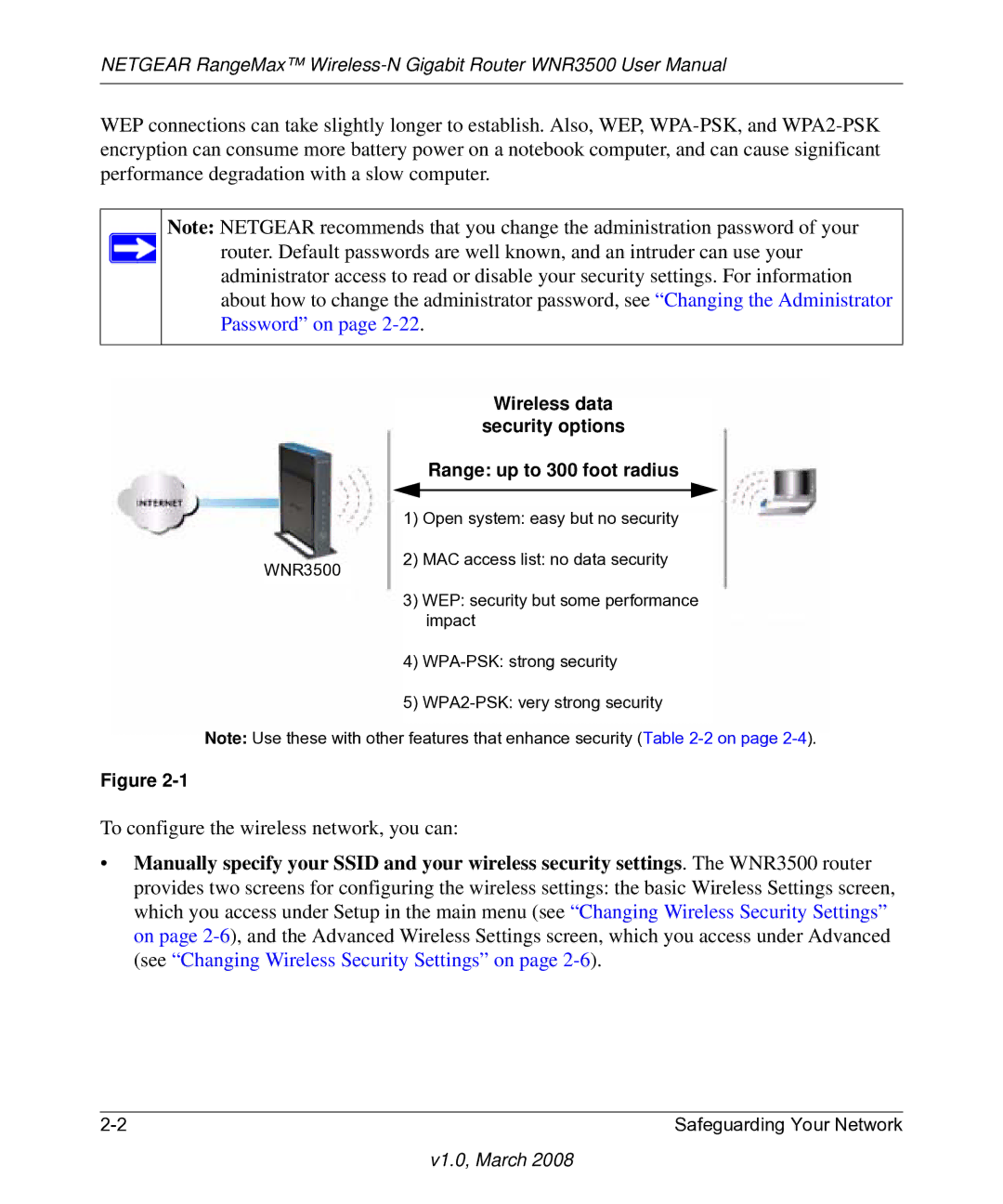 NETGEAR WNR3500 user manual Wireless data, Security options, Range up to 300 foot radius 