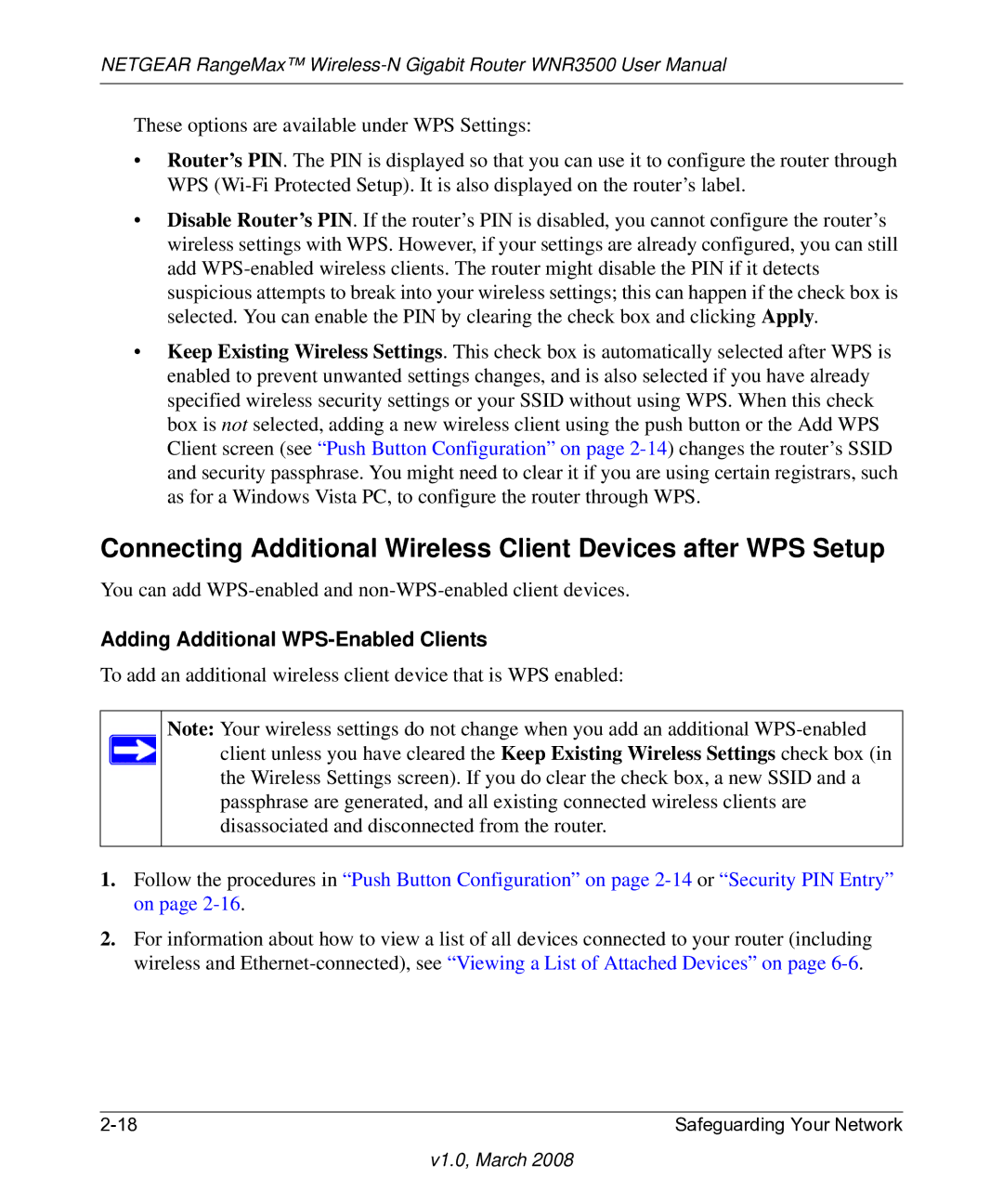 NETGEAR WNR3500 user manual Adding Additional WPS-Enabled Clients 