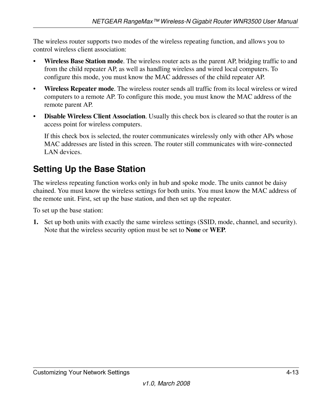 NETGEAR WNR3500 user manual Setting Up the Base Station 