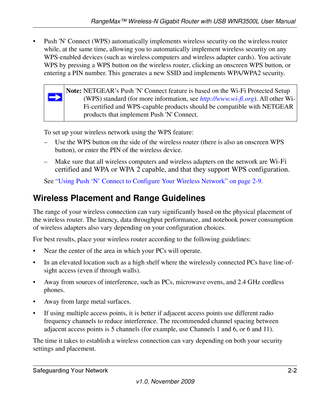 NETGEAR WNR3500L-100NAS user manual Wireless Placement and Range Guidelines 