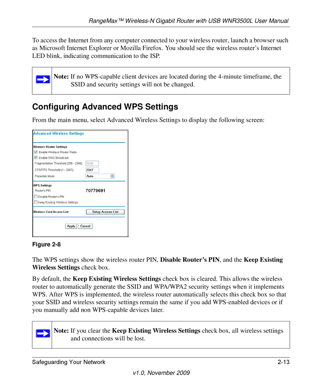 NETGEAR WNR3500L-100NAS user manual Configuring Advanced WPS Settings 