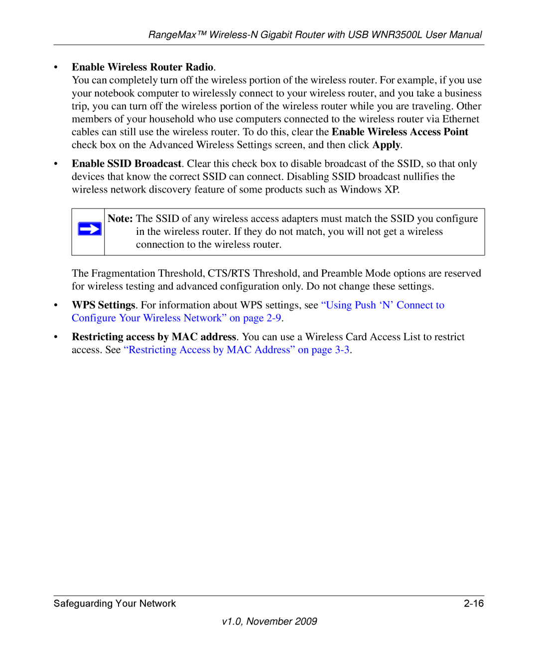 NETGEAR WNR3500L-100NAS user manual Enable Wireless Router Radio 