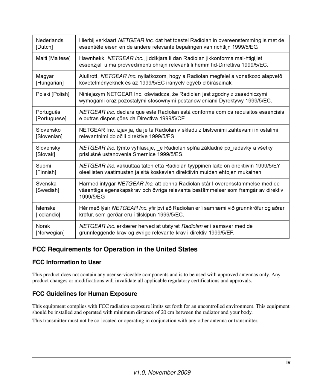 NETGEAR WNR3500L-100NAS user manual FCC Requirements for Operation in the United States, FCC Information to User 