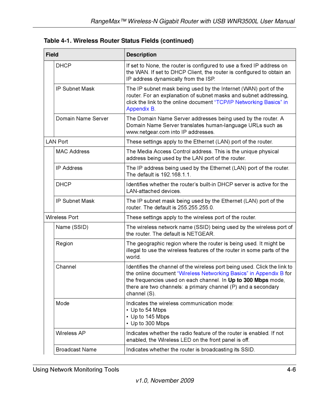 NETGEAR WNR3500L-100NAS user manual Dhcp 