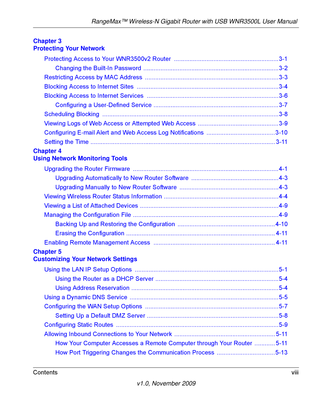 NETGEAR WNR3500L-100NAS user manual Chapter Protecting Your Network 