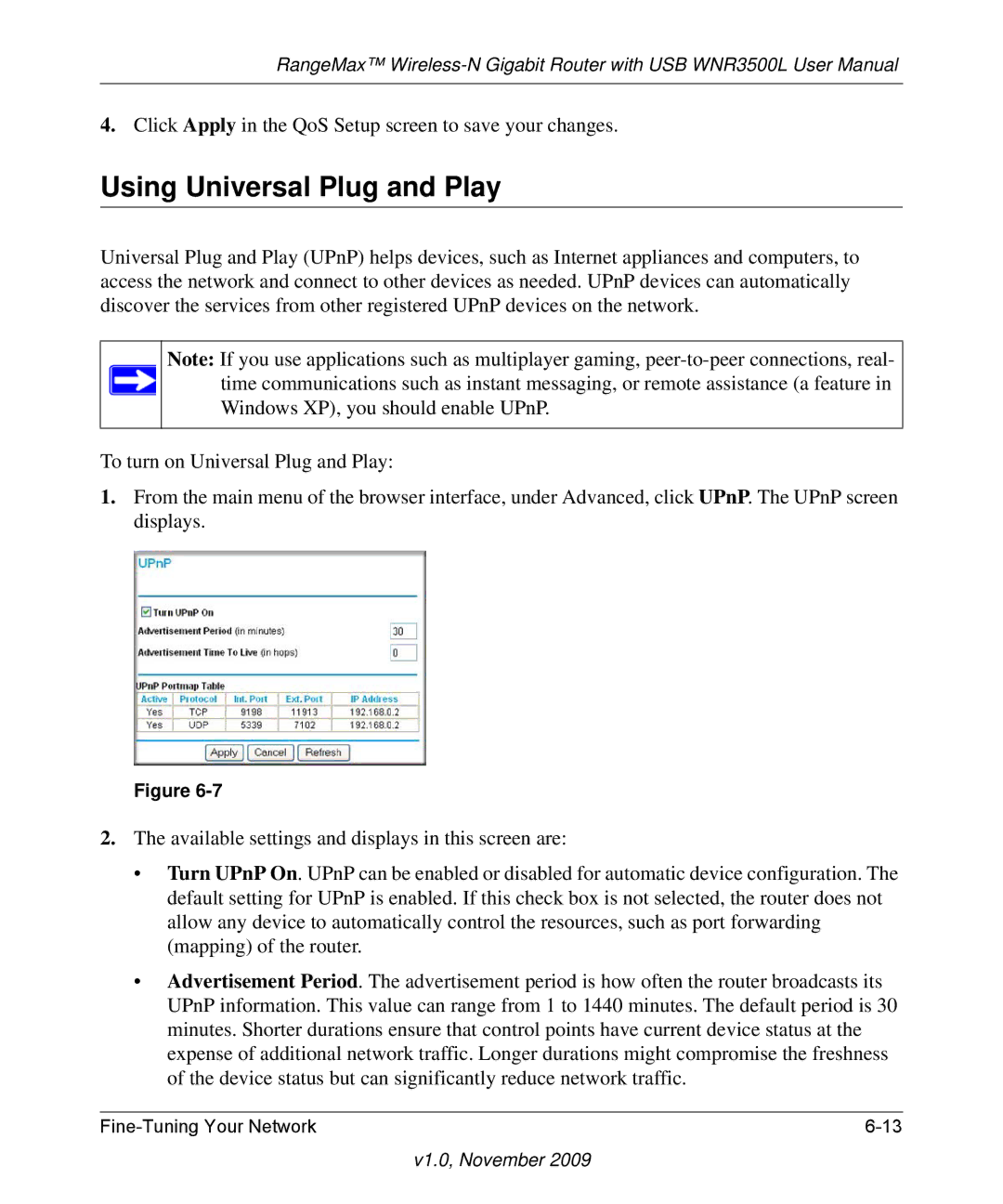 NETGEAR WNR3500L-100NAS user manual Using Universal Plug and Play 