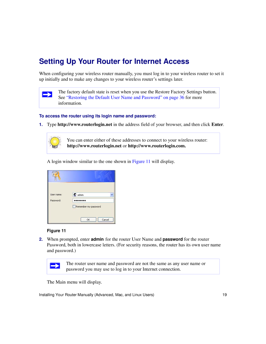 NETGEAR WNR834Bv2 manual Setting Up Your Router for Internet Access 