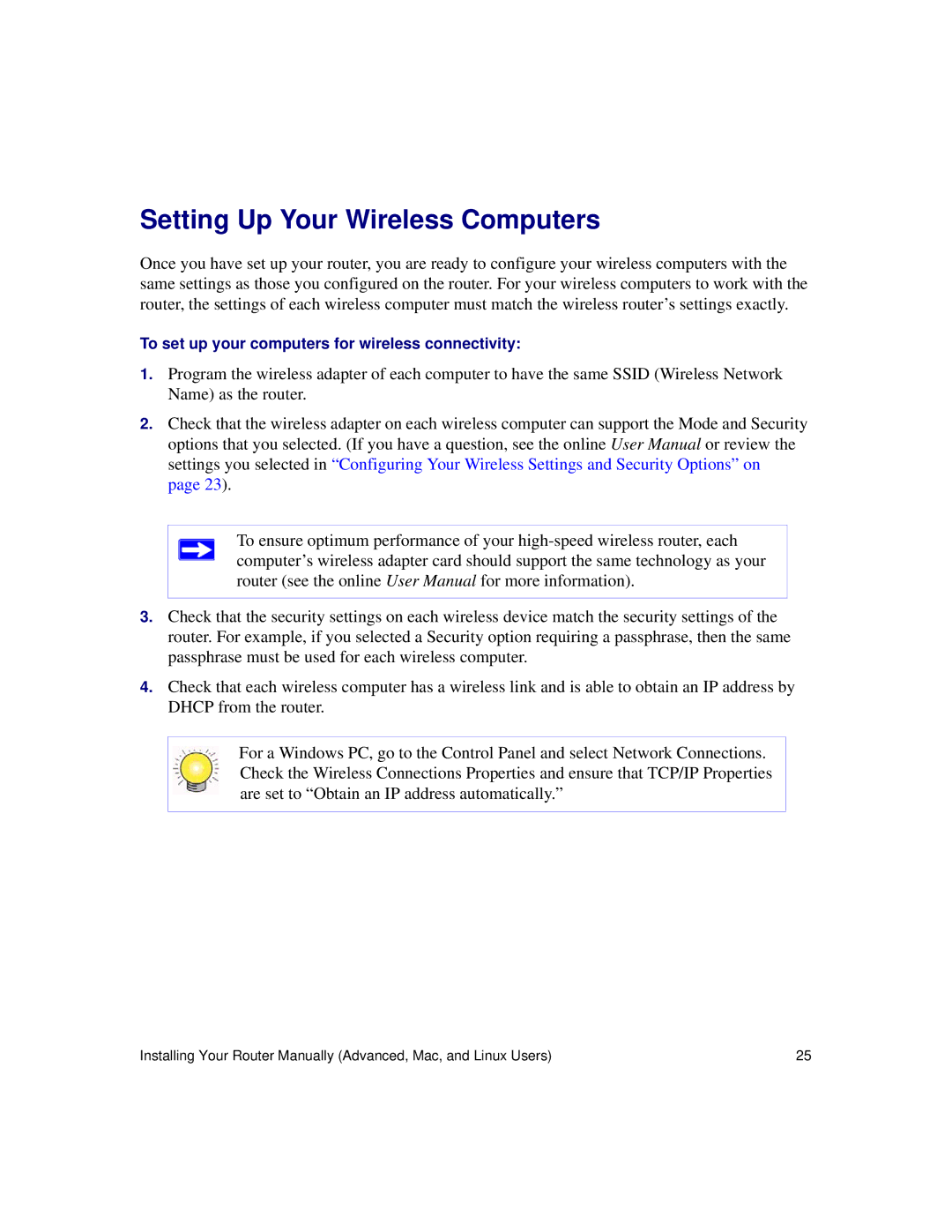 NETGEAR WNR834Bv2 manual Setting Up Your Wireless Computers 