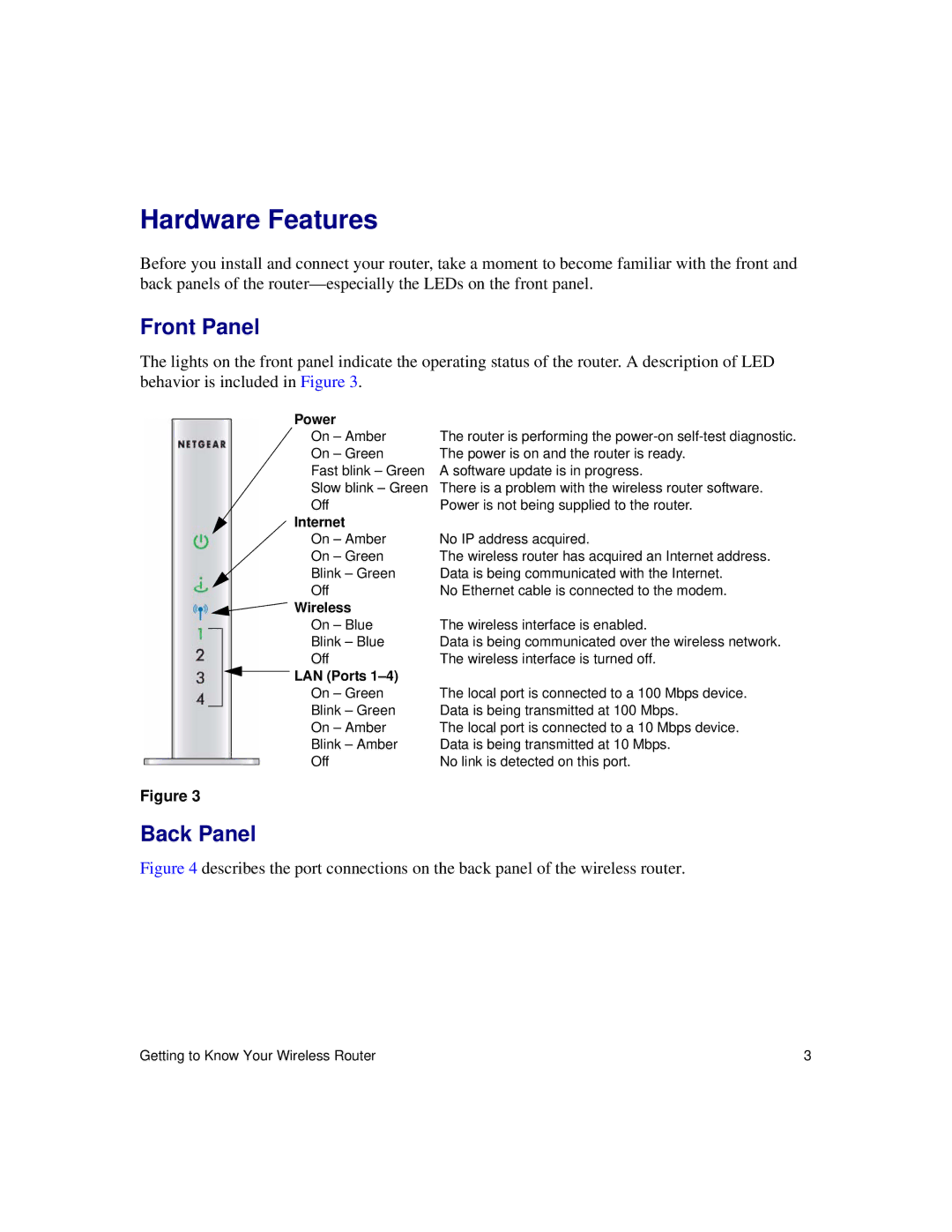 NETGEAR WNR834Bv2 manual Hardware Features, Front Panel 