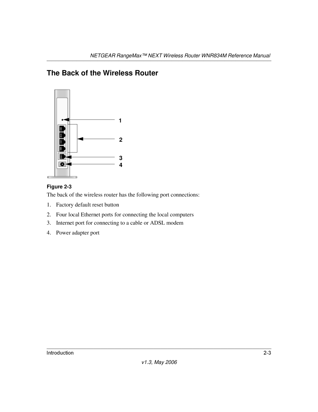 NETGEAR WNR834M manual Back of the Wireless Router 