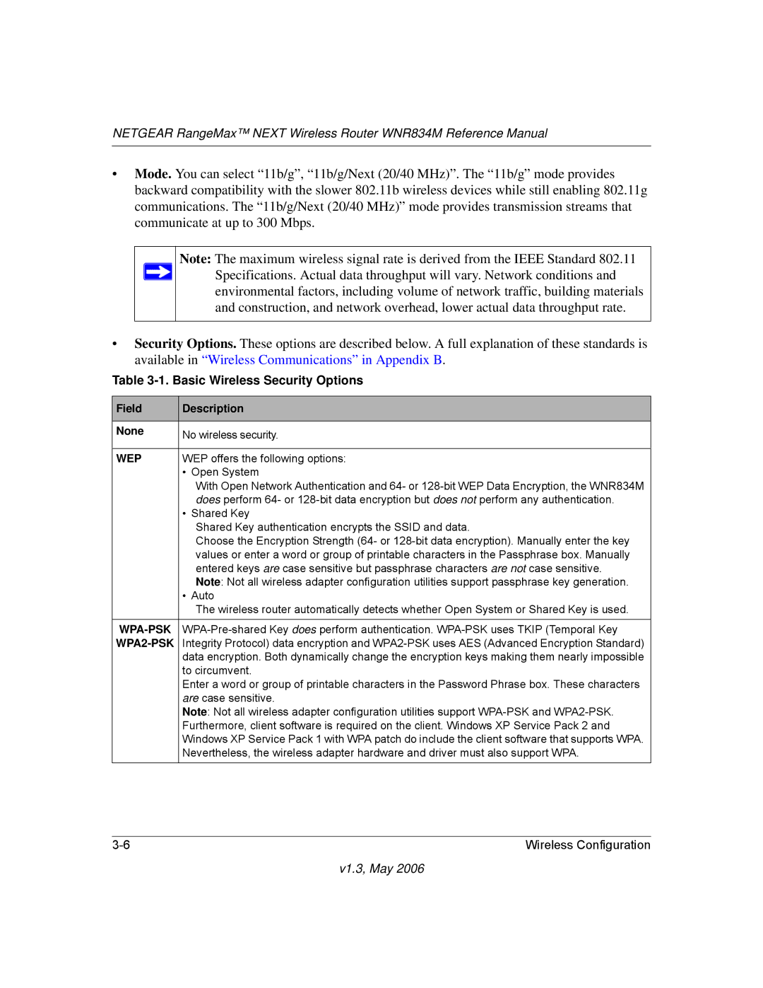 NETGEAR WNR834M manual Basic Wireless Security Options, Wep 