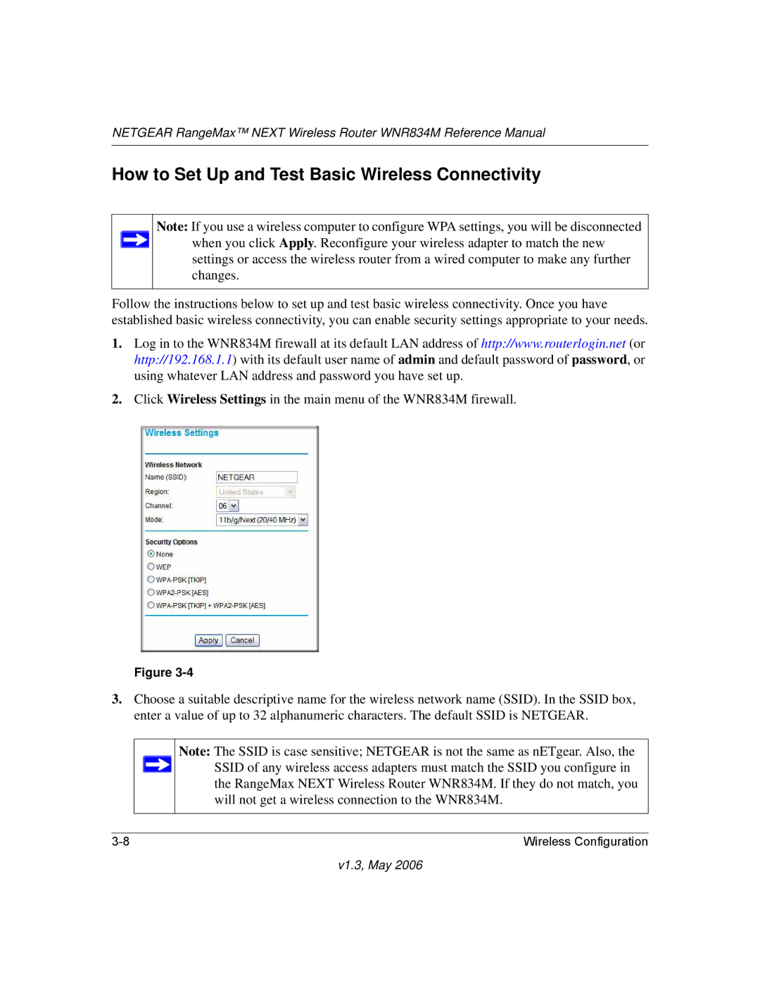 NETGEAR WNR834M manual How to Set Up and Test Basic Wireless Connectivity 