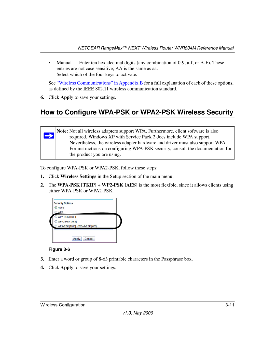 NETGEAR WNR834M manual How to Configure WPA-PSK or WPA2-PSK Wireless Security 