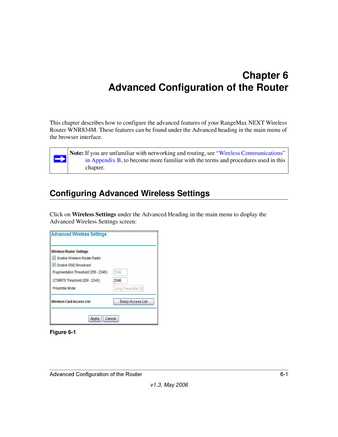 NETGEAR WNR834M manual Advanced Configuration of the Router, Configuring Advanced Wireless Settings 