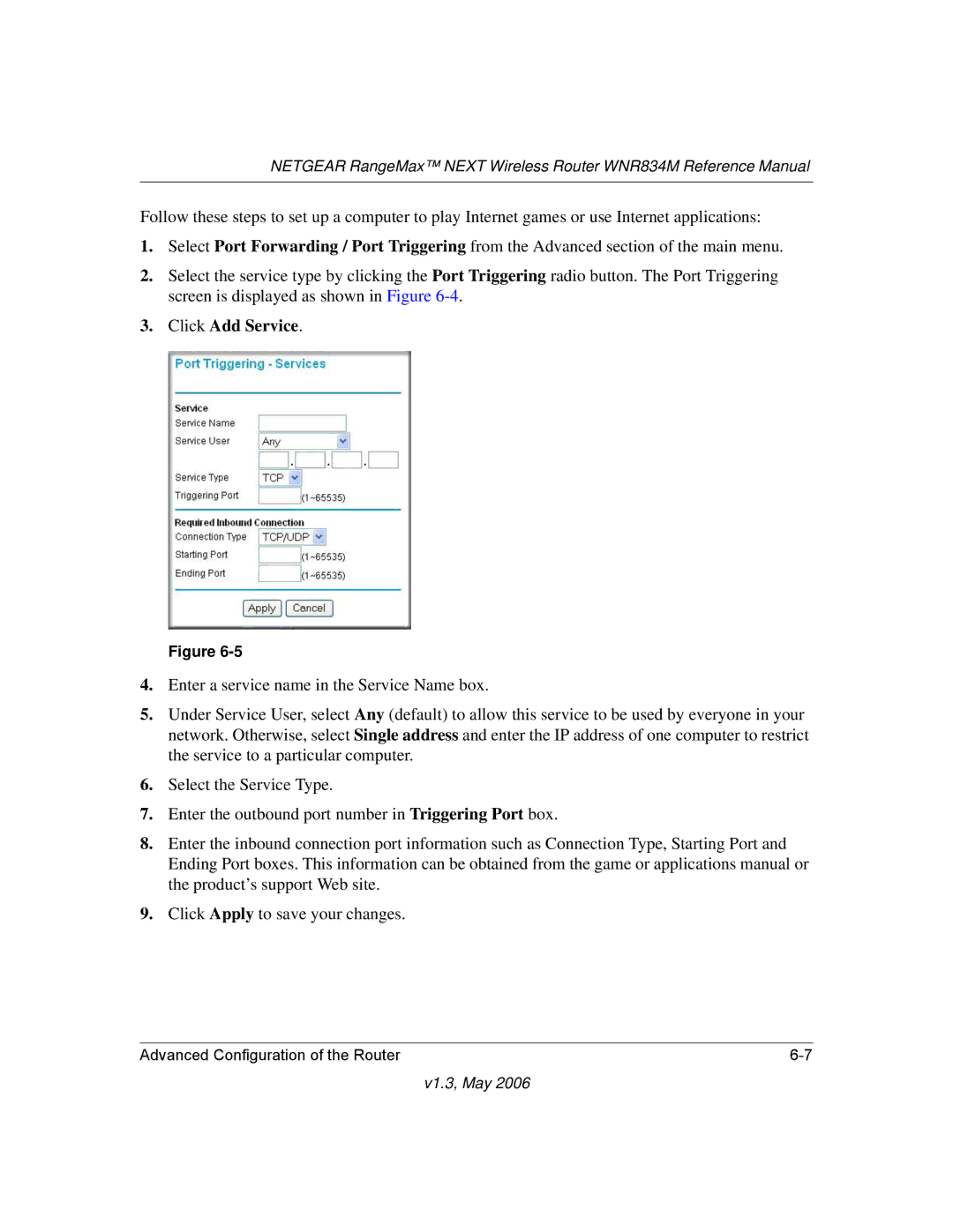 NETGEAR WNR834M manual Click Add Service 