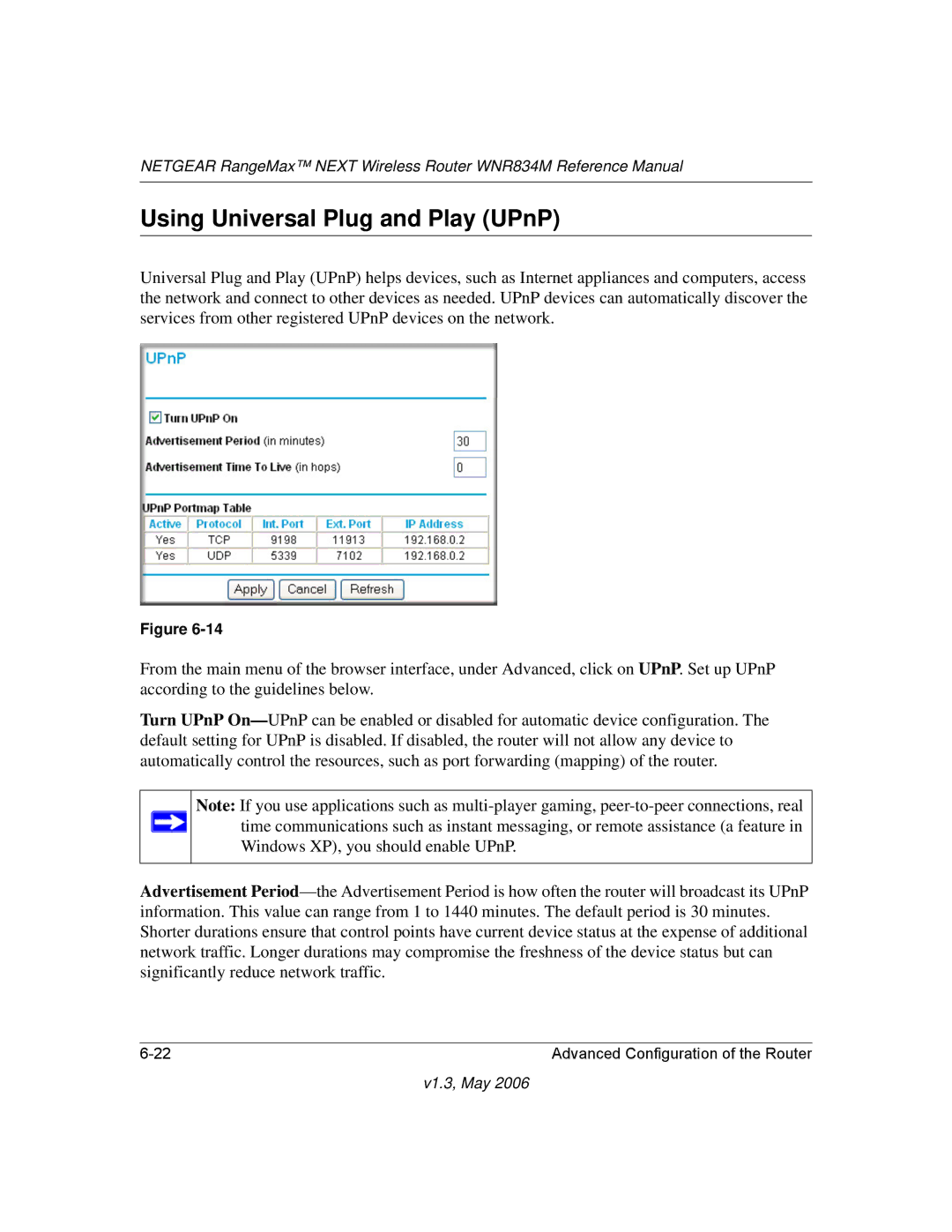 NETGEAR WNR834M manual Using Universal Plug and Play UPnP 